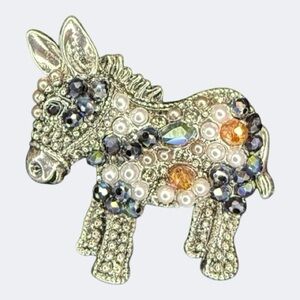 Rhinestone Donkey Brooch (silver mane)